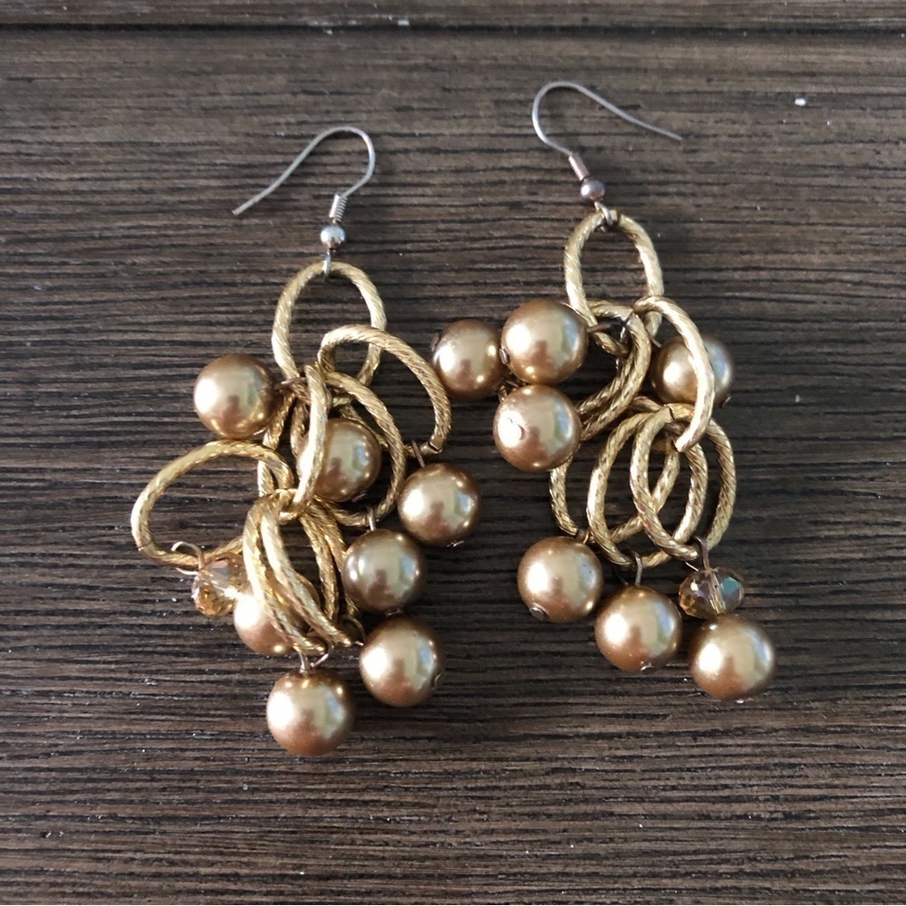Gold metal Statement fishhook earrings